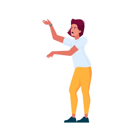 Woman Aggressive Shouting  イラスト