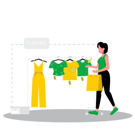 Woman at shopping store  Illustration