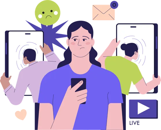 Woman becomes victim of cyber bullying  イラスト