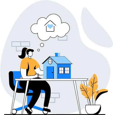Woman buys new house on her wedding  Illustration