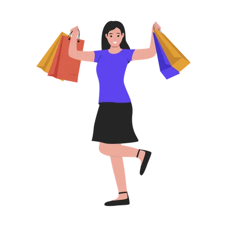 Woman Doing Shopping  Illustration
