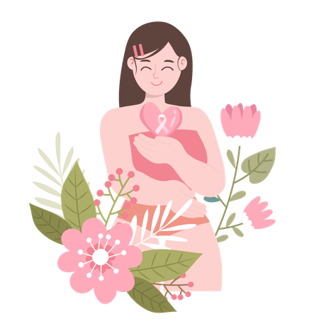 Woman embracing hope for breast cancer awareness  Illustration
