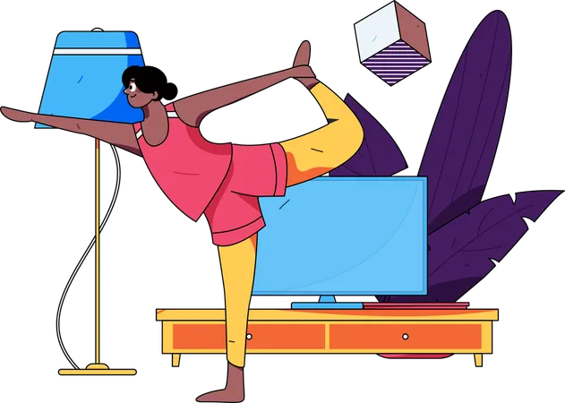 Woman exercises fitness workout daily  Illustration