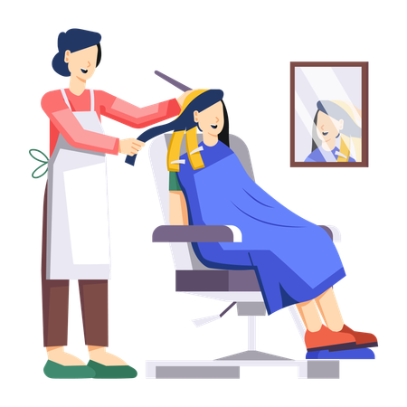 Woman getting hair colored at salon  Illustration