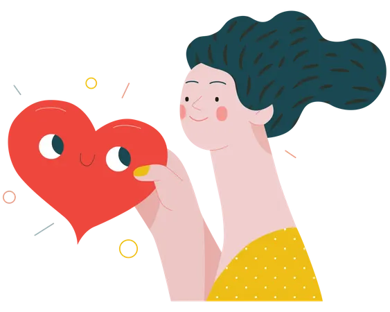 Woman giving a heart  Illustration