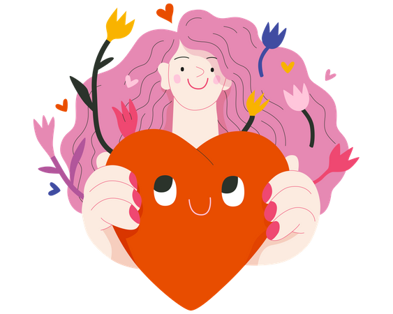 Woman giving a heart  Illustration