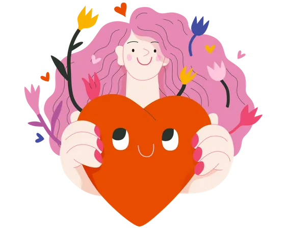 Woman giving a heart  Illustration