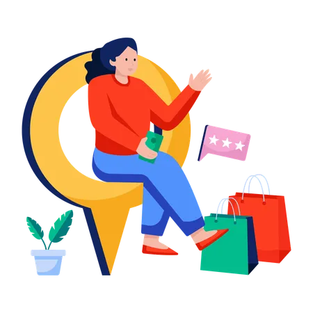 Woman goes to Shopping location  Illustration