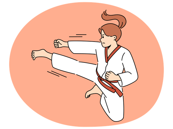 Woman in kimono practice karate  Illustration