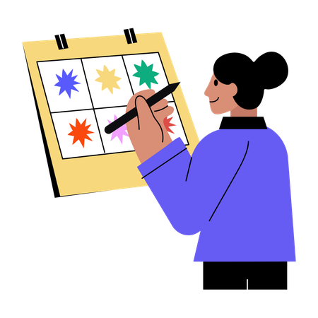 Woman involved with paper artwork  Illustration