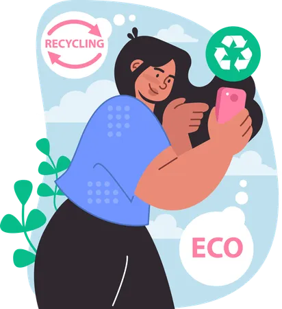 Woman is doing waste management  イラスト