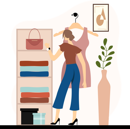 Woman looking at fashion accessories  Illustration