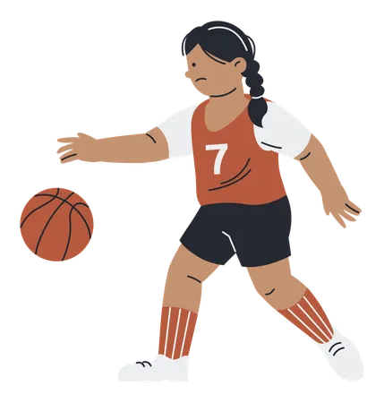 Woman Playing Basketball  Illustration