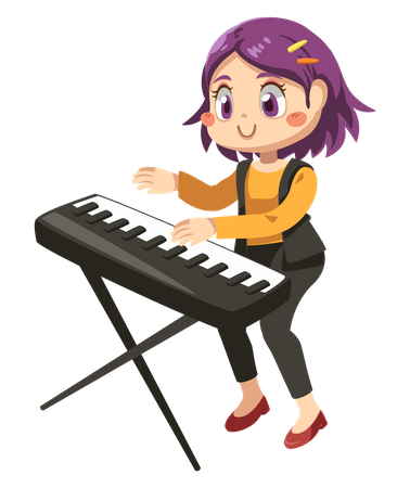 Woman Playing Synthesizer  Illustration