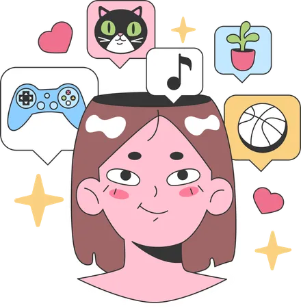 Woman plays online games  Illustration