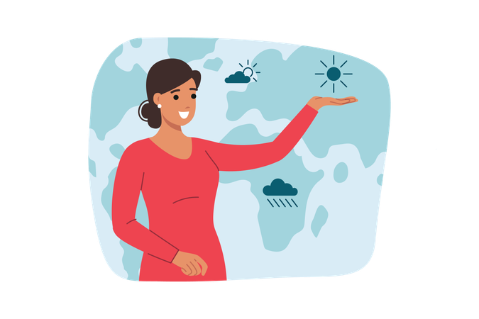 Woman presenting weather forecast  Illustration