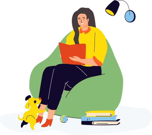 Woman reading at home  Illustration