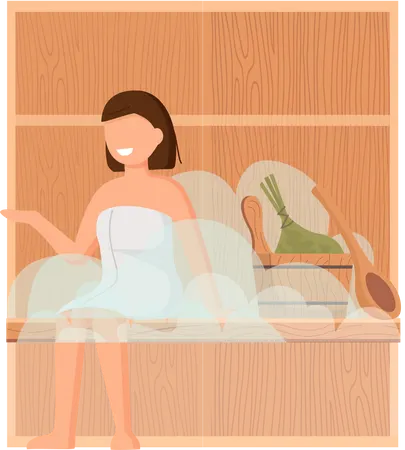 Woman relaxing in steam center  Illustration