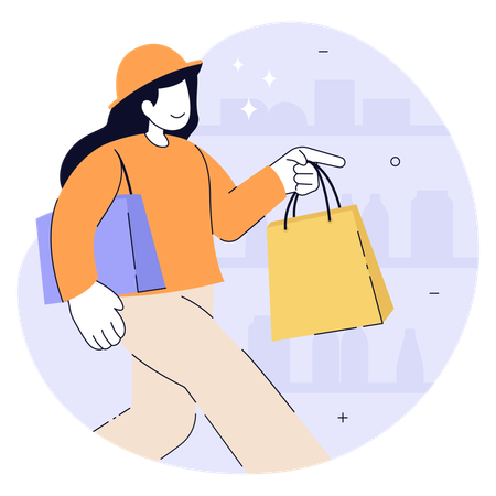 Woman Shopping in  supermarket  Illustration
