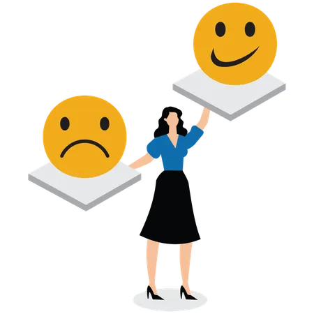 Woman showing Emotion regulation and depression management  Illustration