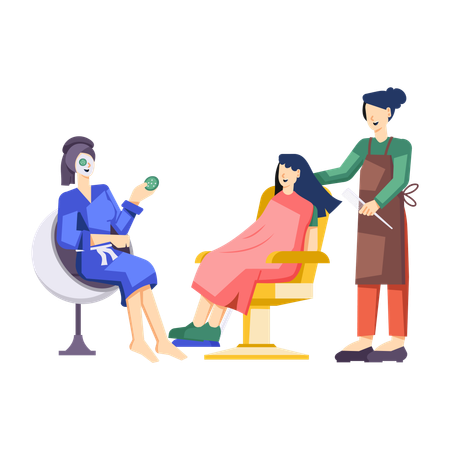 Woman sitting on barber chair at salon  Illustration