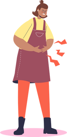 Woman suffer from stomach pain  Illustration