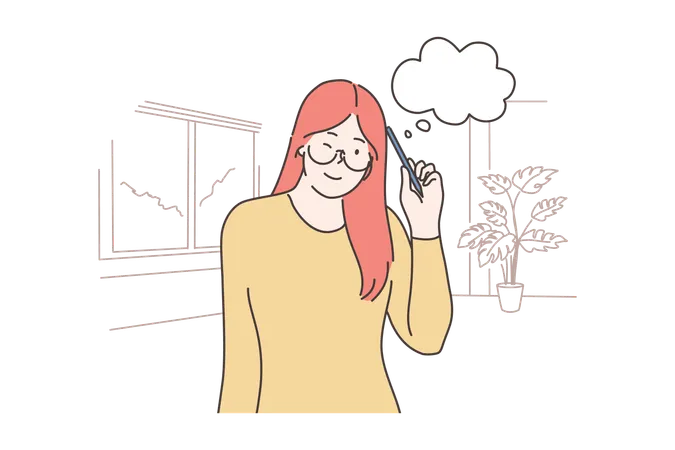 考える女性  イラスト
