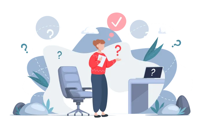 Woman thought about solution to problem  イラスト