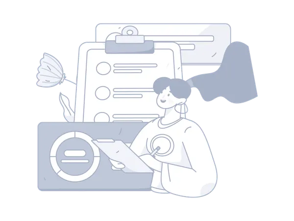 Woman working on business task  Illustration