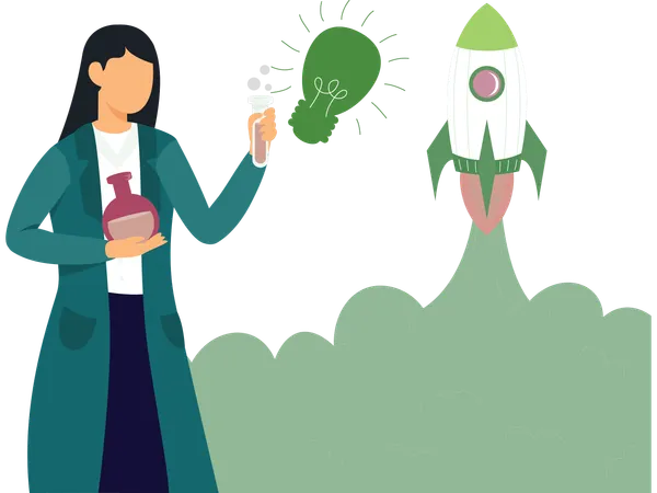 Woman working on creative idea  Illustration