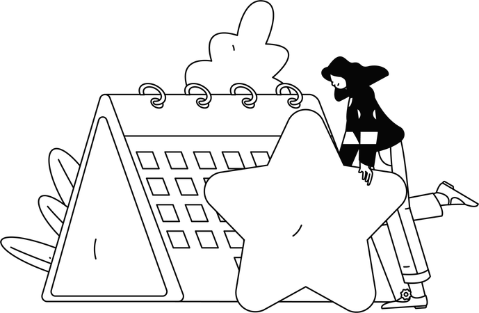 Woman working on timetable Coordination  Illustration