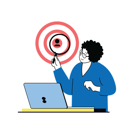 Woman working on user target  Illustration