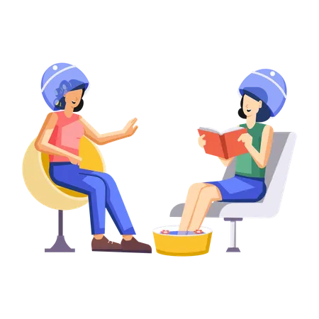 Women doing gossip at salon  Illustration
