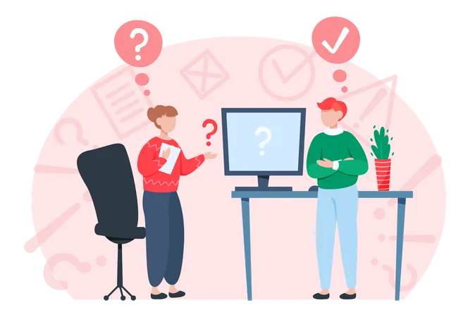 Women solving question  イラスト