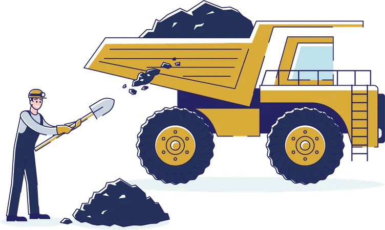 Worker Loading Coal Truck  일러스트레이션