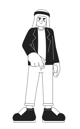 Young adult saudi man indicating direction  Illustration