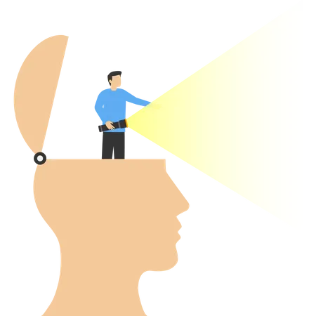 Young man finding business vision  イラスト