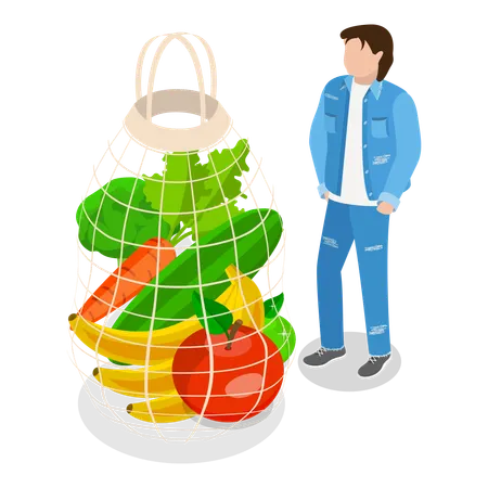 Young man showing zero waste  Illustration